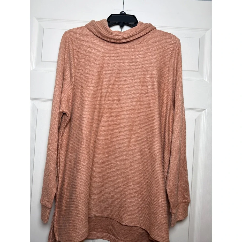 Lane Bryant Cowl Neck Tunic Sweater Coral Ribbed Knit Plus Size 18/20